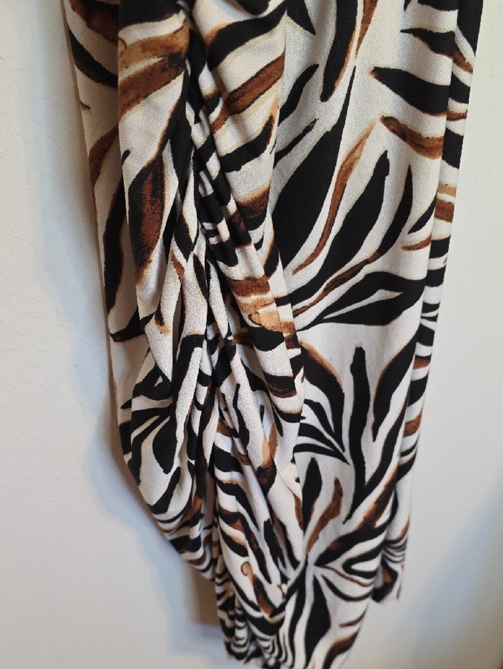 Mlle Gabrielle Zebra-Print Midi Slip Dress in White, Black & Brown - Picture 6 of 7